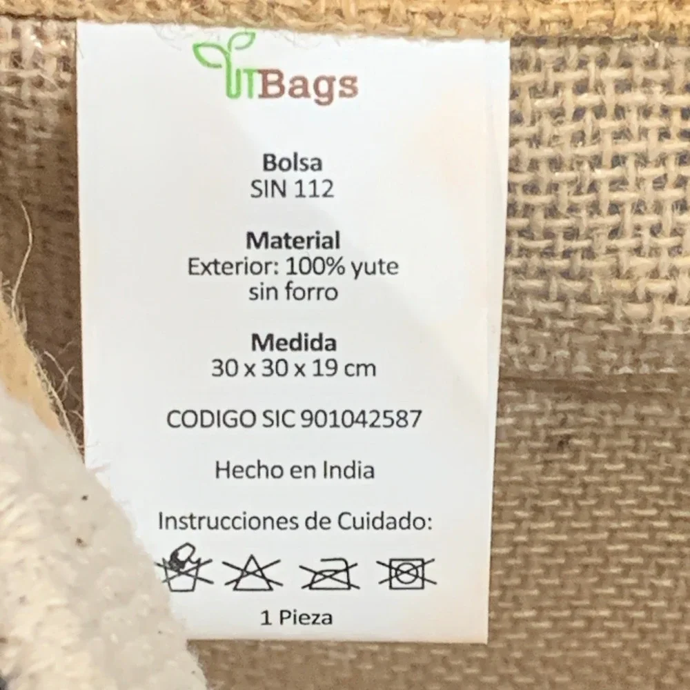 UT Bags Tan Jute Floral Tote Bag Blue Flower Eco Friendly Market‎ Bag SIN 112